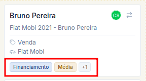 Cartão de negócio mostrando tags coloridas